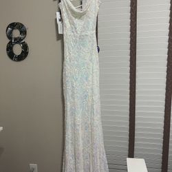 White Sequence Prom Dress