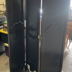 Antique Oak Privacy Screen W/mirror 