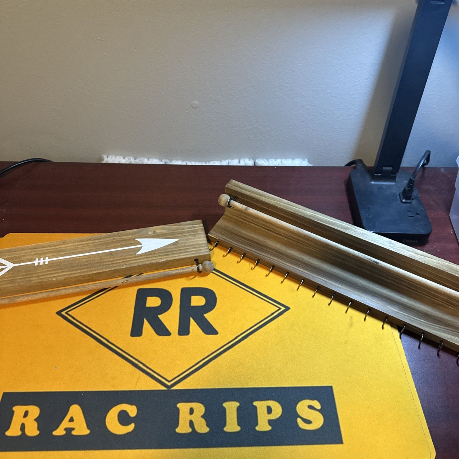 2 Piece Set of Wall Mounted Brown Wood Hanging Jewelry Organizer Racks