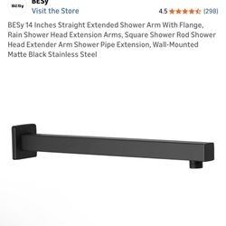 14 Inch Match Black Straight Extended Shower Arm