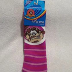 Vintage Looney tunes Tasmanian Devil slipper socks with gripper sole
