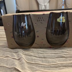 Rae Dunn Spring Wine Glasses