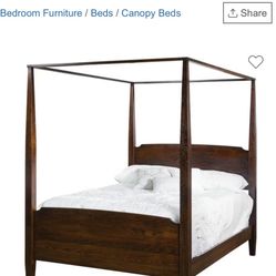 Shaker Style Pencil Post Canopy Queen Bed Frame