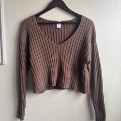 Abound Oversized Cropped Ribbed Sweater Top Size S