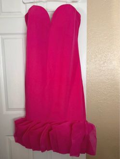 Hot Pink Strapless Ruffle Hem Mini Dress