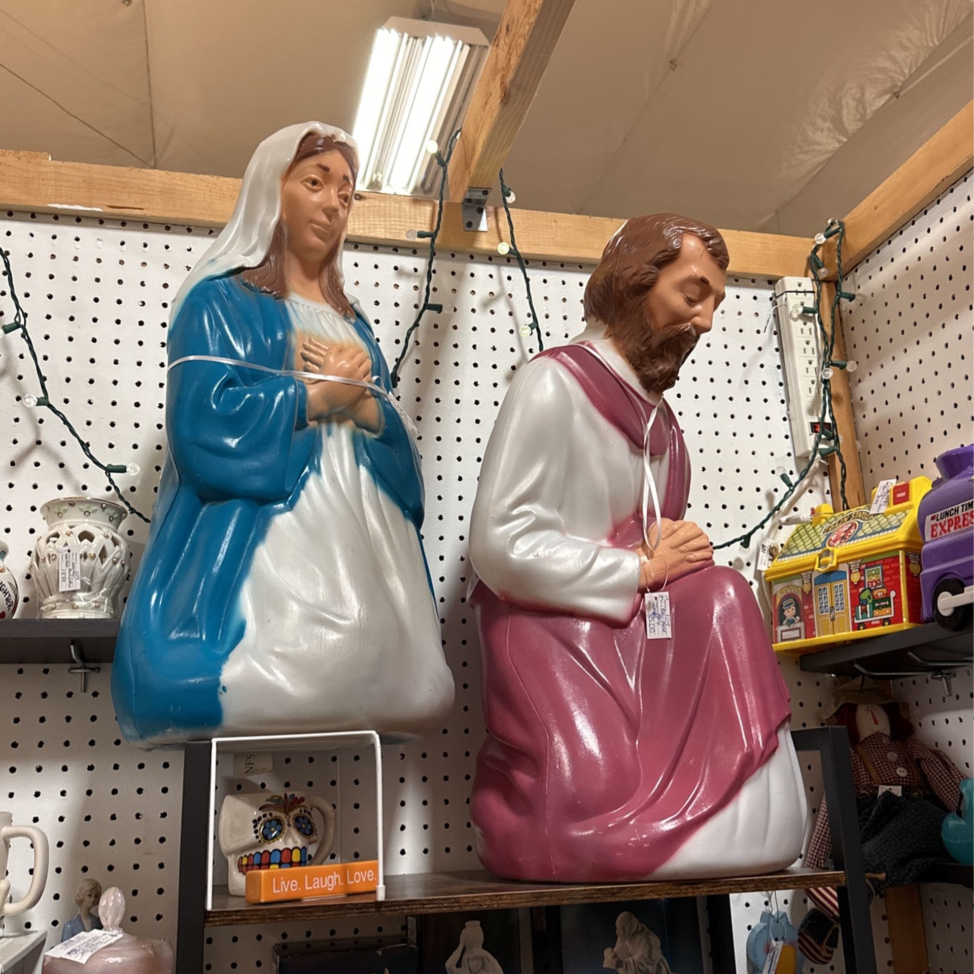 Last One! Blow Mold Piece Outdoor Nativity Scene Holy Family with Lights Holiday Decoration Empire Mold Vintage
