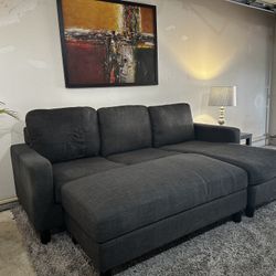 **FREE DELIVERY** Beautiful Gray Microfiber 2pc Sectional With Storage Chaise **FREE DELIVERY** 