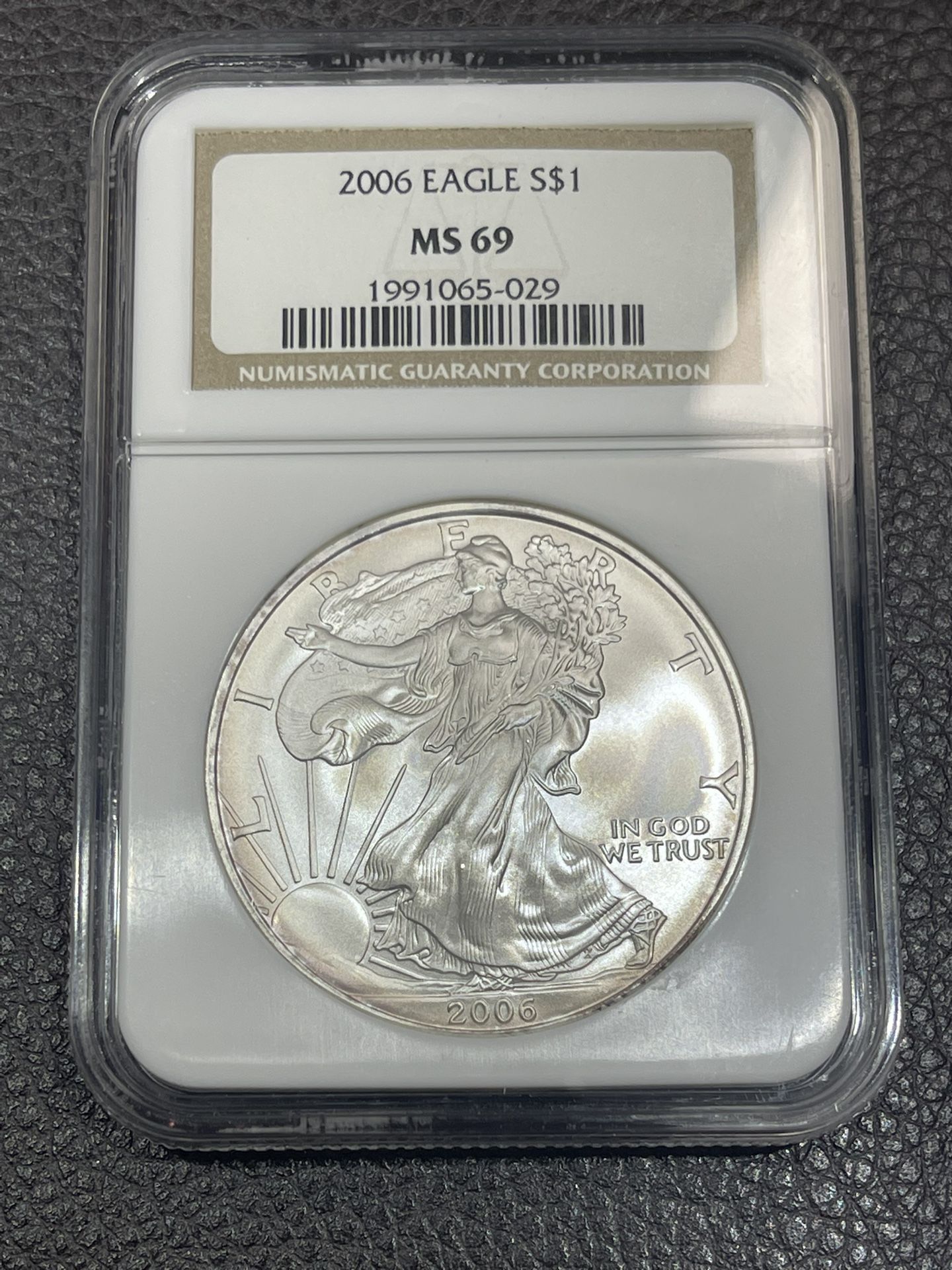 2005 American Silver Eagle coin, certified and graded as Mint