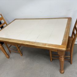 Wood Table With 2 Chairs