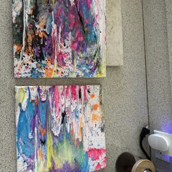 X2 Splatter Paint On Canvas - 12” Square 