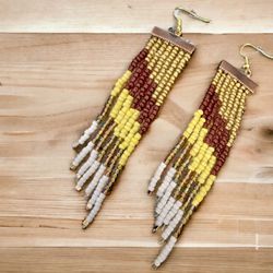 Women’s Handmade Seed Bead Fringe Earrings