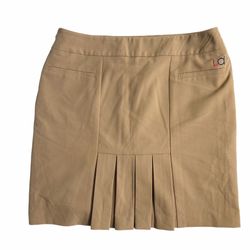  LIZZIE DRIVER Pleated SKORT Golf Skirt Sz 10 Khaki Pocket Biker Short  Condition is "New with tags".  Side zip Back welt pockets Single side pocket  
