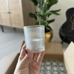 119 new ribbed votive mini candle holders clear glass with tea light candles included brand new