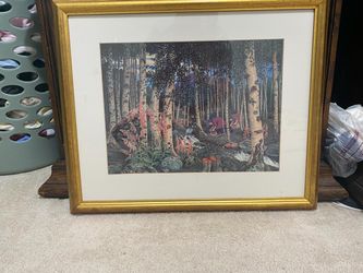 Framed Matted Forest Landscape called Foxgloves by Nikolai Alstrup