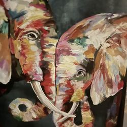 Baby And Momma Elephant Painting 