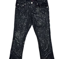  Z Cavaricci Pants Womens Size 3 Black Stretch Sequin Party Lightweight Funky 