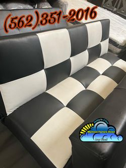 Black and white futon couch checkered Nuevo new