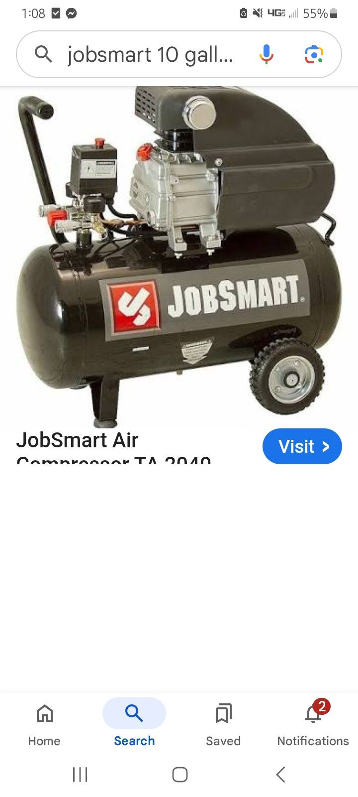 10 Gallon Jobsmart Air Compressor