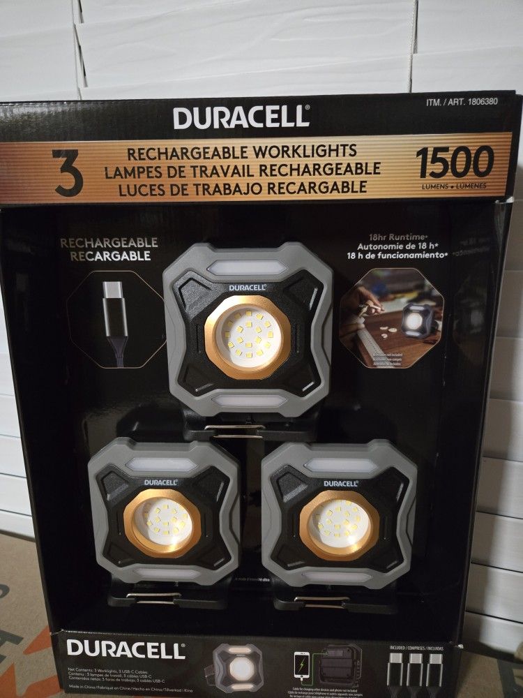 Duracell rechargeable worklights 15000 lumens brand new