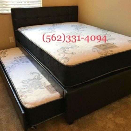 FULL/TWIN EXPRESSO TRUNDLE BED W. ORTHOPEDIC MATTRESSES INCLUDED Home & Garden
