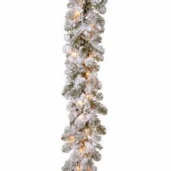 Christmas Garland Flocked 9’ w/Lights