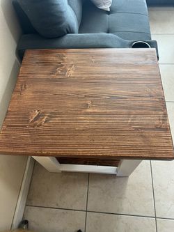 Brand New Handcrafted Solid Wood End Table - Special Walnut & White (24"W)