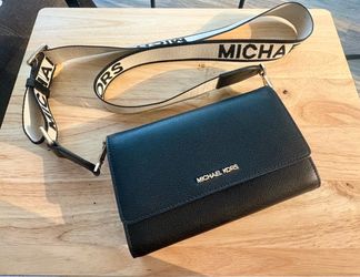 Michael Kors Crossbody - Black, leather, logo strap