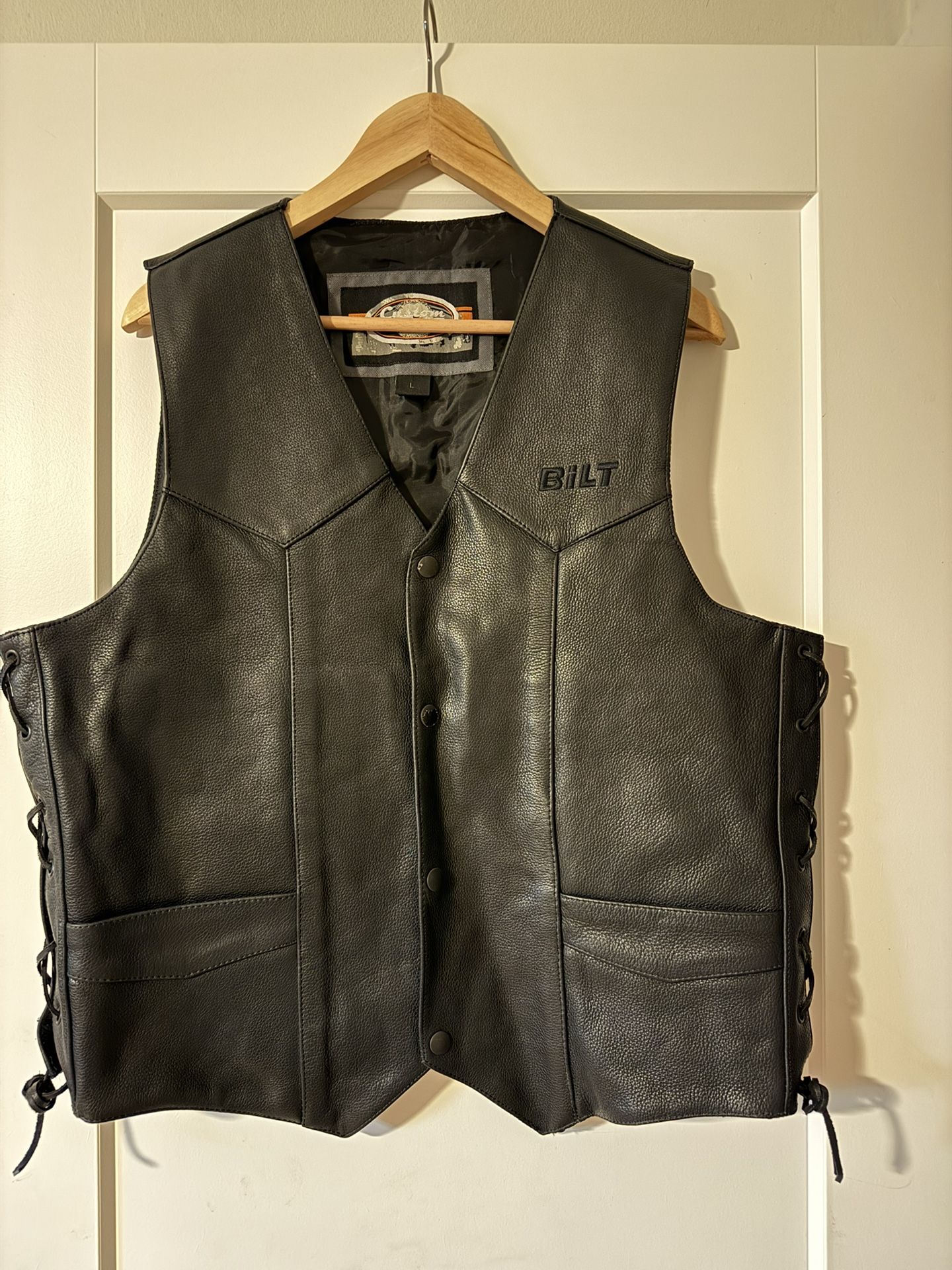 Leather Vest Black - Built Large