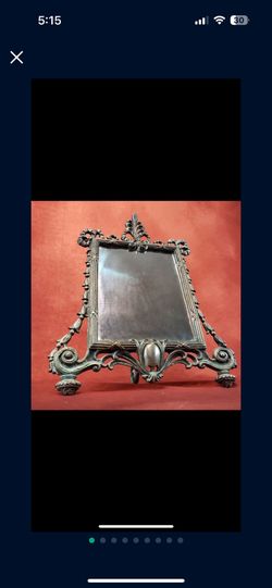 Vintage vanity mirror silver table top art nouveau boudoir hollywood regency