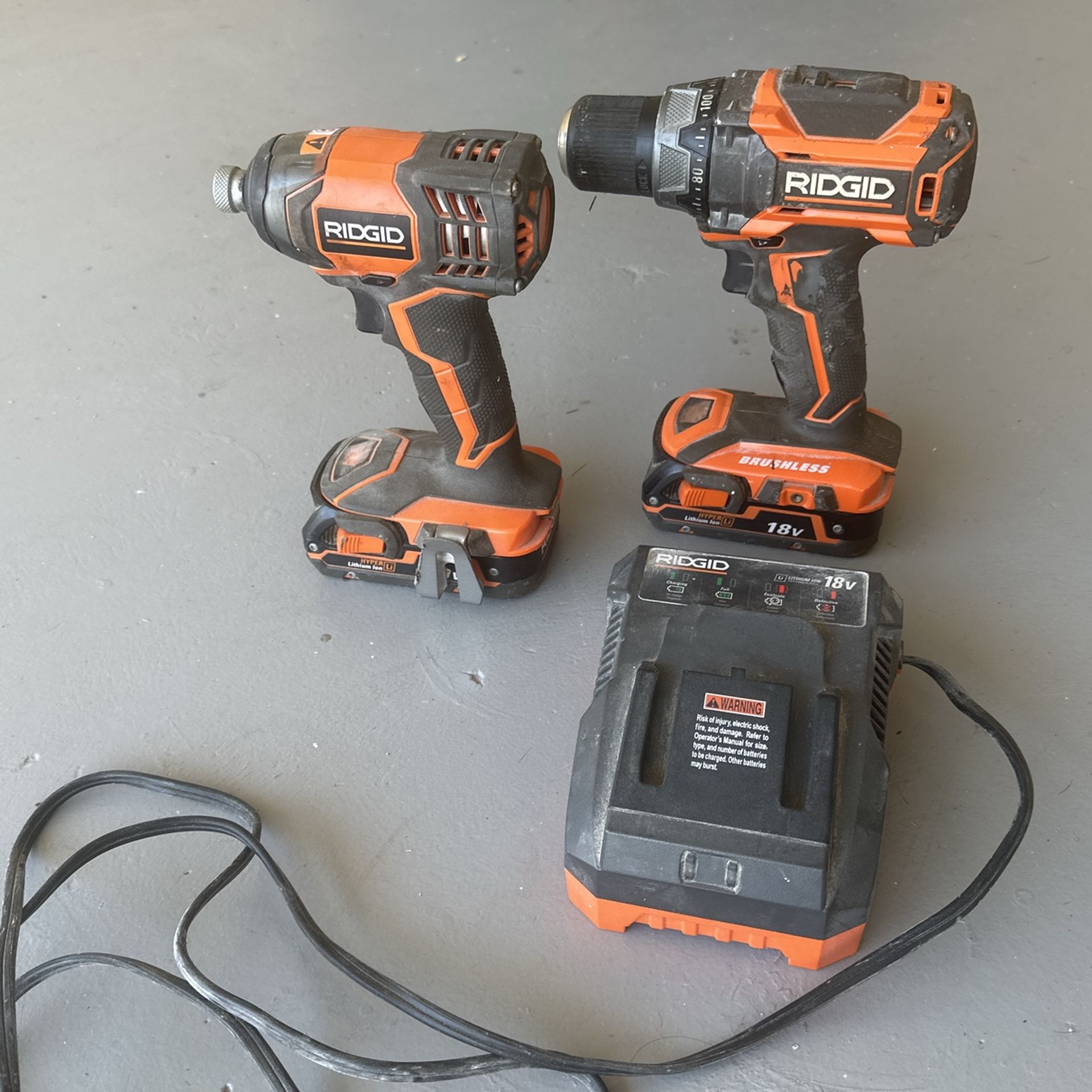Ridgid Impact Drill And Drill 2 Batteries