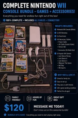 🎮 Nintendo Wii Console Bundle – $120