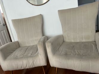 Set of 2 Velvet Accent Chairs with Gold Legs