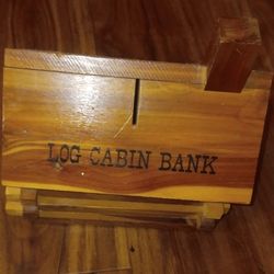 Vintage Wood Log Cabin Bank $8 OBO 