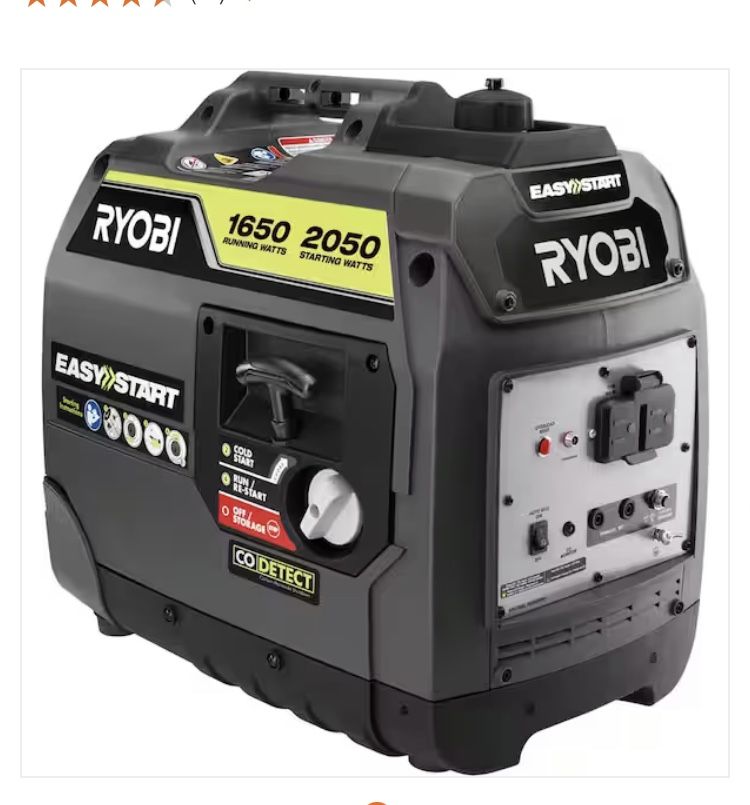 RYOBI 2050 Starting Watt Gray Recoil Start Gasoline Powered Digital Inverter Generator with CO Shutdown- NEW IN BOX