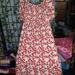 Betsey Johnson Strawberry And Raspberry Maxi Dress