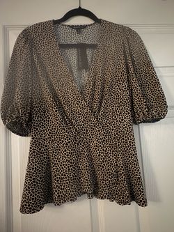 Banana Republic Leopard Print Wrap Blouse