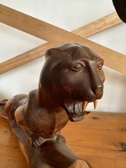 Modernist Teak Wood Hand-carved Panther