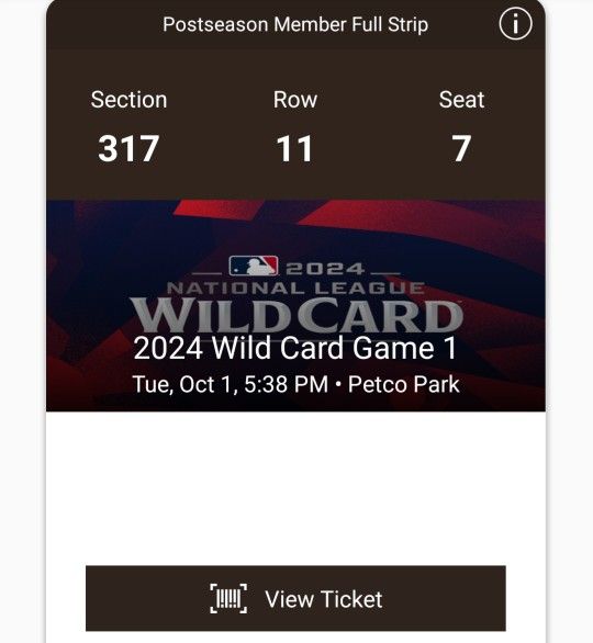 2 Tickets To Wild Card Game 1
