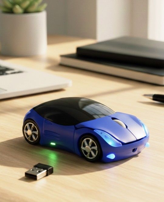 2.4G Car Mouse with USB Reciver 1600DPI Optical Mouse for PC Computer BLUE