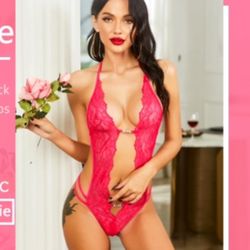 Women's Lace Teddy Lingerie Sexy Bodysuit Deep V Mesh