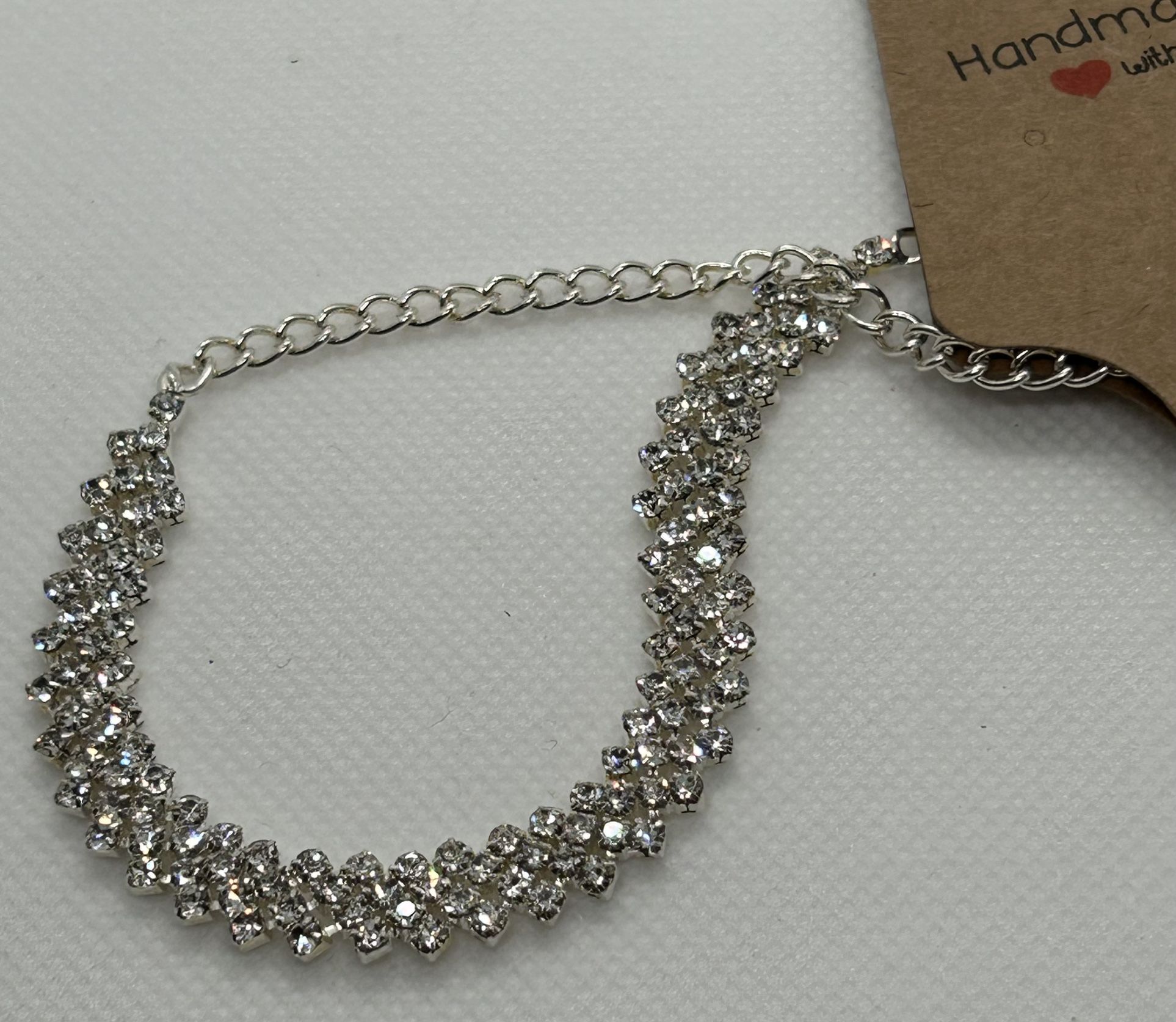 Beautiful Silver Tone Sparkling Adjustable Anklet / Bracelet