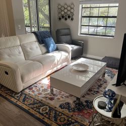 City Furniture White Reclining Leather Couch
