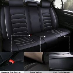Universal Luxury PU Leather Car Seat Cover Full Set, Comfortable Car 5 Seat Covers Four Seasons For SUV, Sedan, Truck, Airbag Compatible