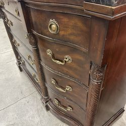 Antique Serpentine Mahogany Chest Of Drawers