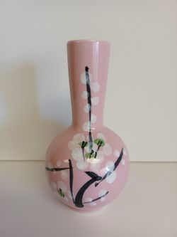 Little Pink Bud Vase W/Oriental Looking Markings