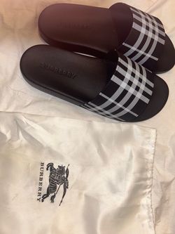 Black burberry slides