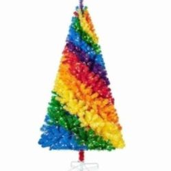 New!! 7ft (7 Ft) Pre-lit (Prelit) Rainbow Spiral-patterned Christmas Tree 
