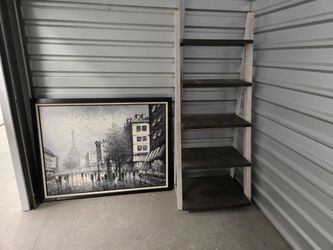 Paris Oil Painting and Ladder Shelf