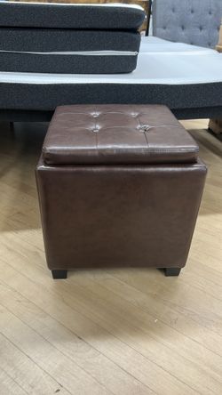 Brown leather food rest with storage