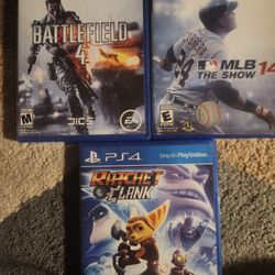 3 Ps4 Games - Battlefield 4, Rachet & Clank, and MLB 14
